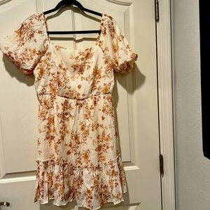 Off white brown floral dress